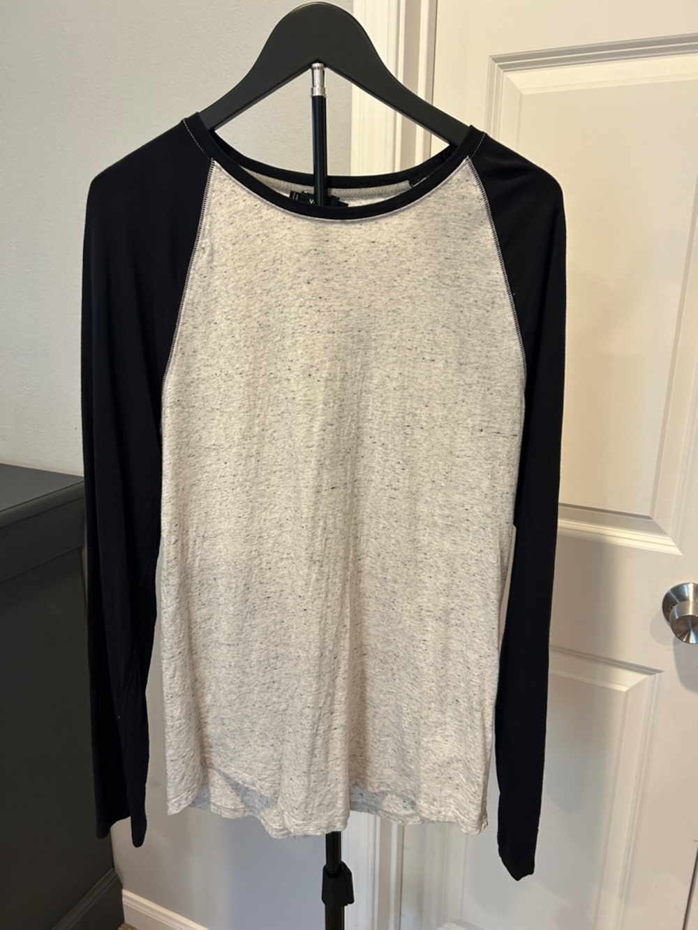 Vince Black & Light Gray Raglan Long Sleeve Tee